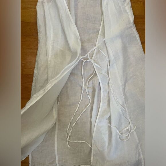 Eileen Fisher Top Women’s Organic Handkerchief Linen V Neck Wrap White Small P - Picture 12 of 13